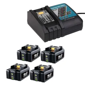 For 18V 6Ah Makita BL1860B Battery Repalcement 4 Pack& For Makita 14.4V-18V Li-ion Battery 6A DC18RC Charger