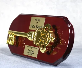 Gold Key Mounted on Rosewood Plaque