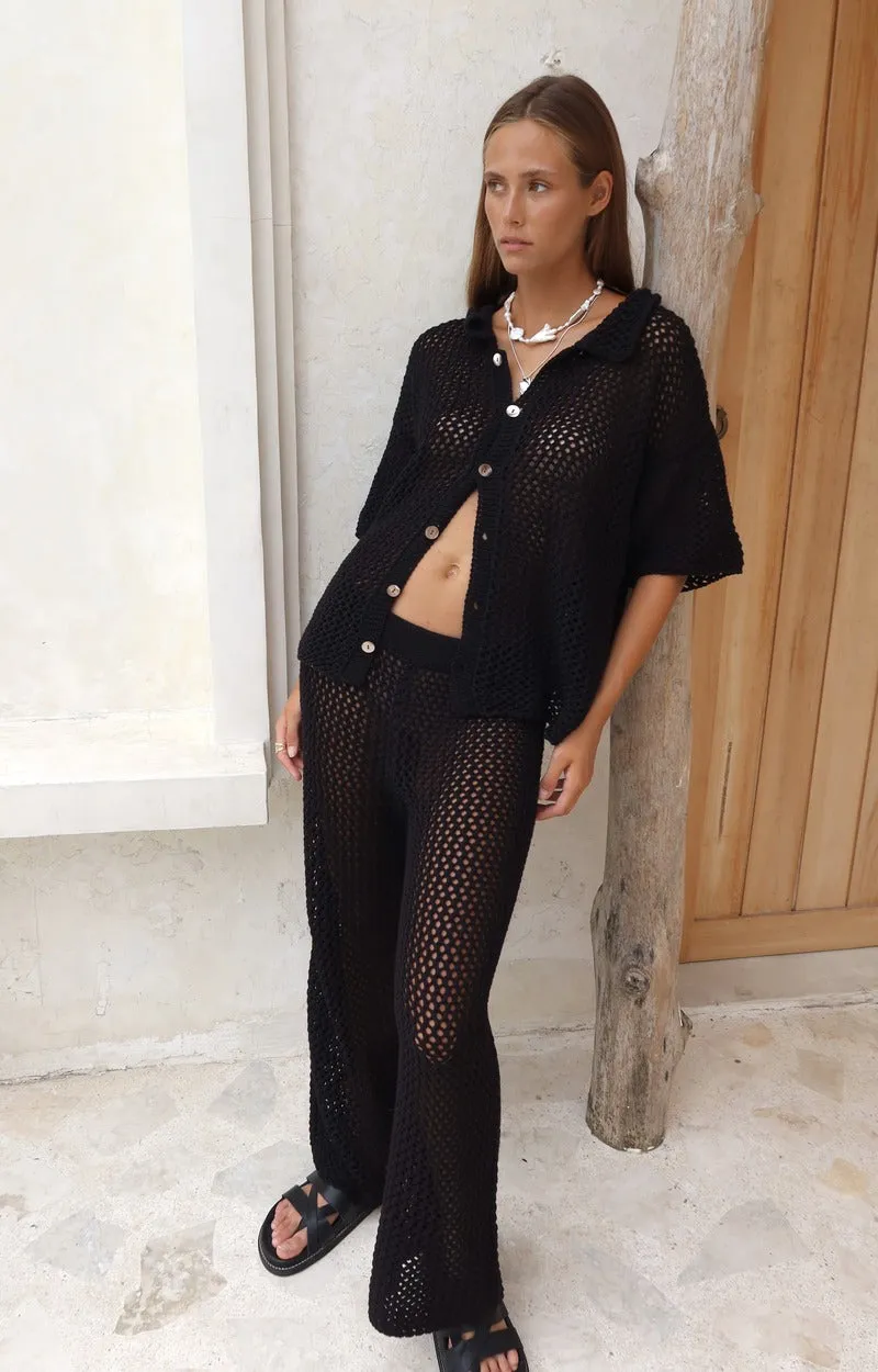 HEAT WAVE KNIT CROP PANT - BLACK