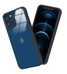 Ice Crystal Series Hybrid Scratch-Resistant Transparent PC Military Grade TPU Back Cover for Apple iPhone 12 Pro, 6.1 inch, Space Black