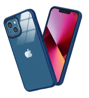 Ice Crystal Series Hybrid Scratch-Resistant Transparent PC Military Grade TPU Back Cover for Apple iPhone 13, 6.1 inch, Deep Blue