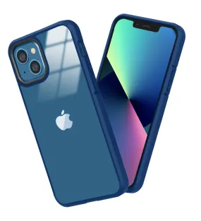 Ice Crystal Series Hybrid Scratch-Resistant Transparent PC Military Grade TPU Back Cover for Apple iPhone 13 Mini, 5.4 inch, Deep Blue