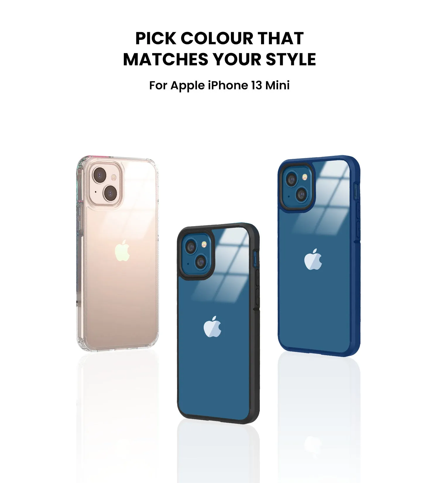 Ice Crystal Series Hybrid Scratch-Resistant Transparent PC Military Grade TPU Back Cover for Apple iPhone 13 Mini, 5.4 inch, Deep Blue
