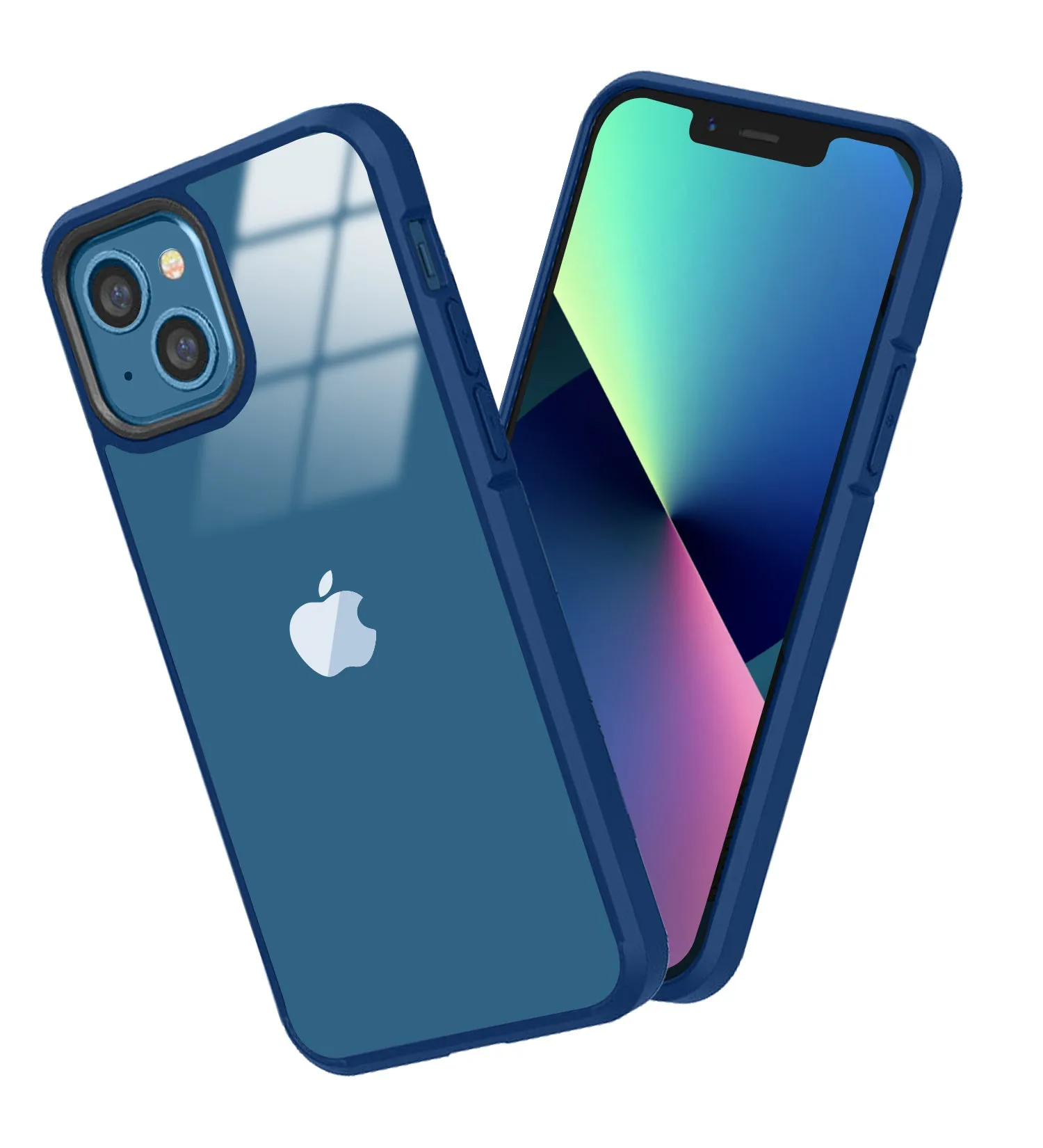 Ice Crystal Series Hybrid Scratch-Resistant Transparent PC Military Grade TPU Back Cover for Apple iPhone 13 Mini, 5.4 inch, Deep Blue
