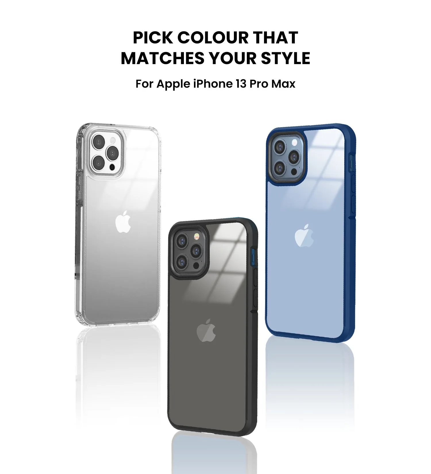 Ice Crystal Series Hybrid Scratch-Resistant Transparent PC Military Grade TPU Back Cover for Apple iPhone 13 Pro Max, 6.7 inch, Space Black