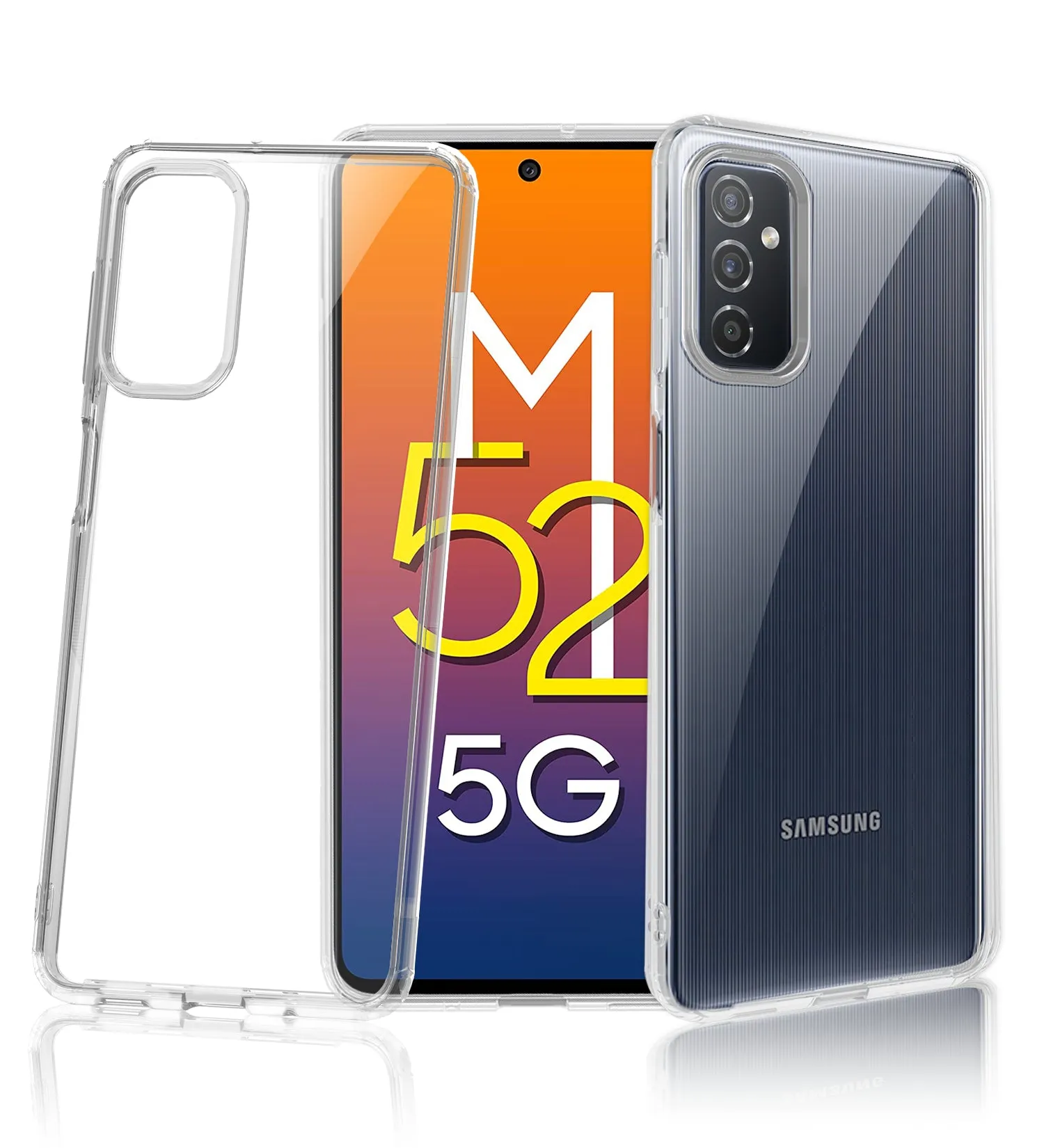 Ice Crystal Series Hybrid Scratch-Resistant Transparent PC Military Grade TPU Back Cover for Samsung Galaxy M52 5G, 6.7 inch, Crystal Clear