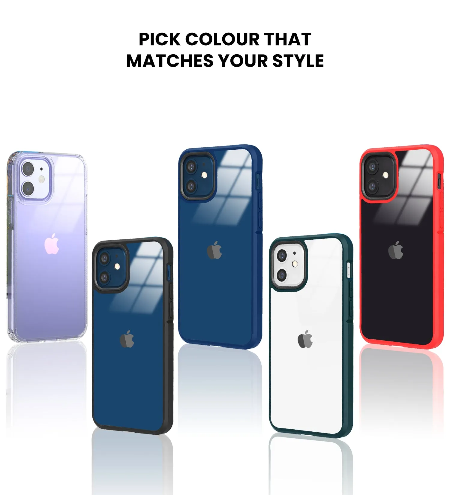 Ice Crystal Series Hybrid Scratch-Resistant Transparent PC Military Grade TPU Case for Apple iPhone 12 Mini, 5.4 inch, Crystal Clear