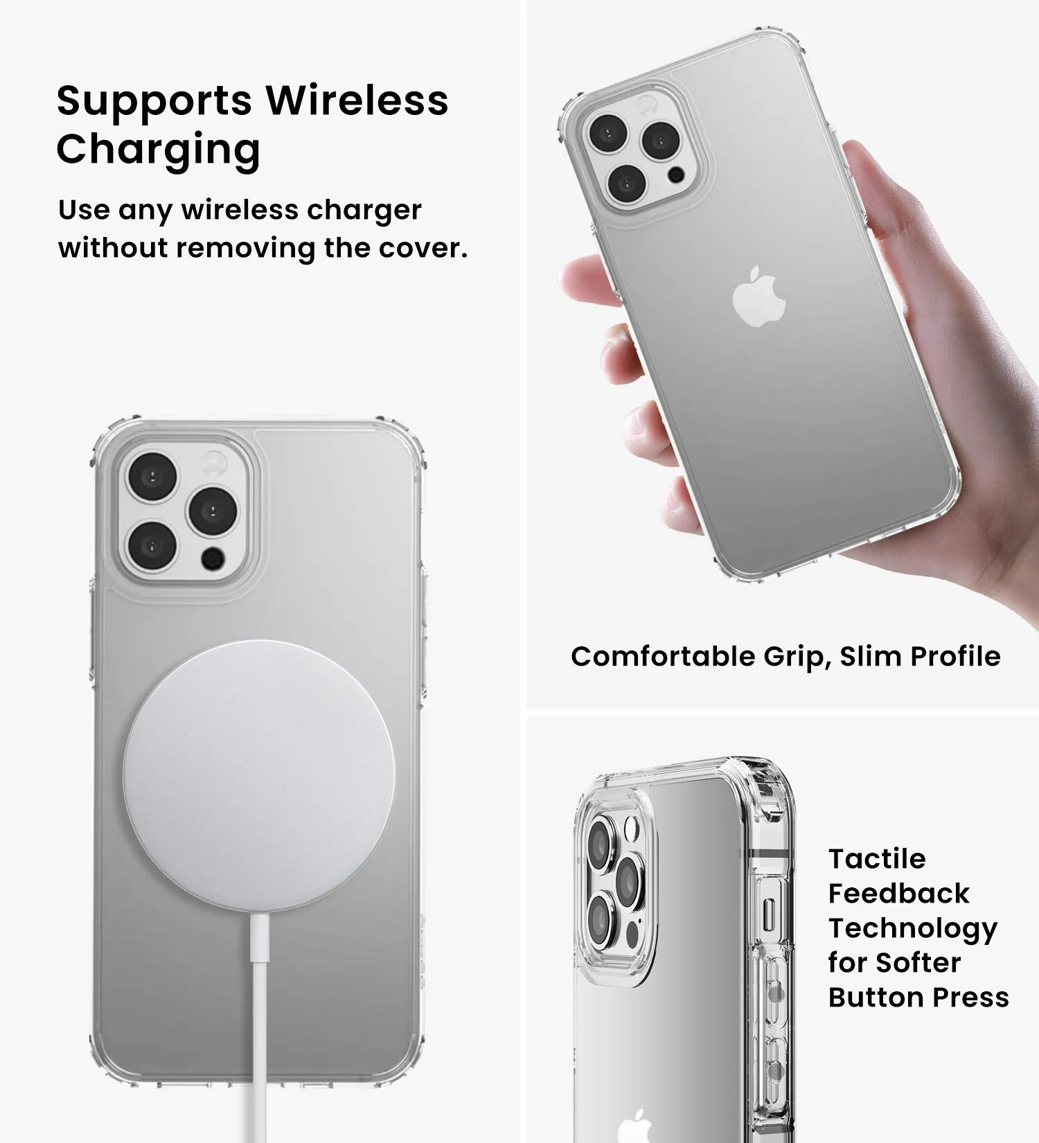 Ice Crystal Series Hybrid Scratch-Resistant Transparent PC Military Grade TPU Case for Apple iPhone 12 Pro Max, 6.7 inch, Crystal Clear