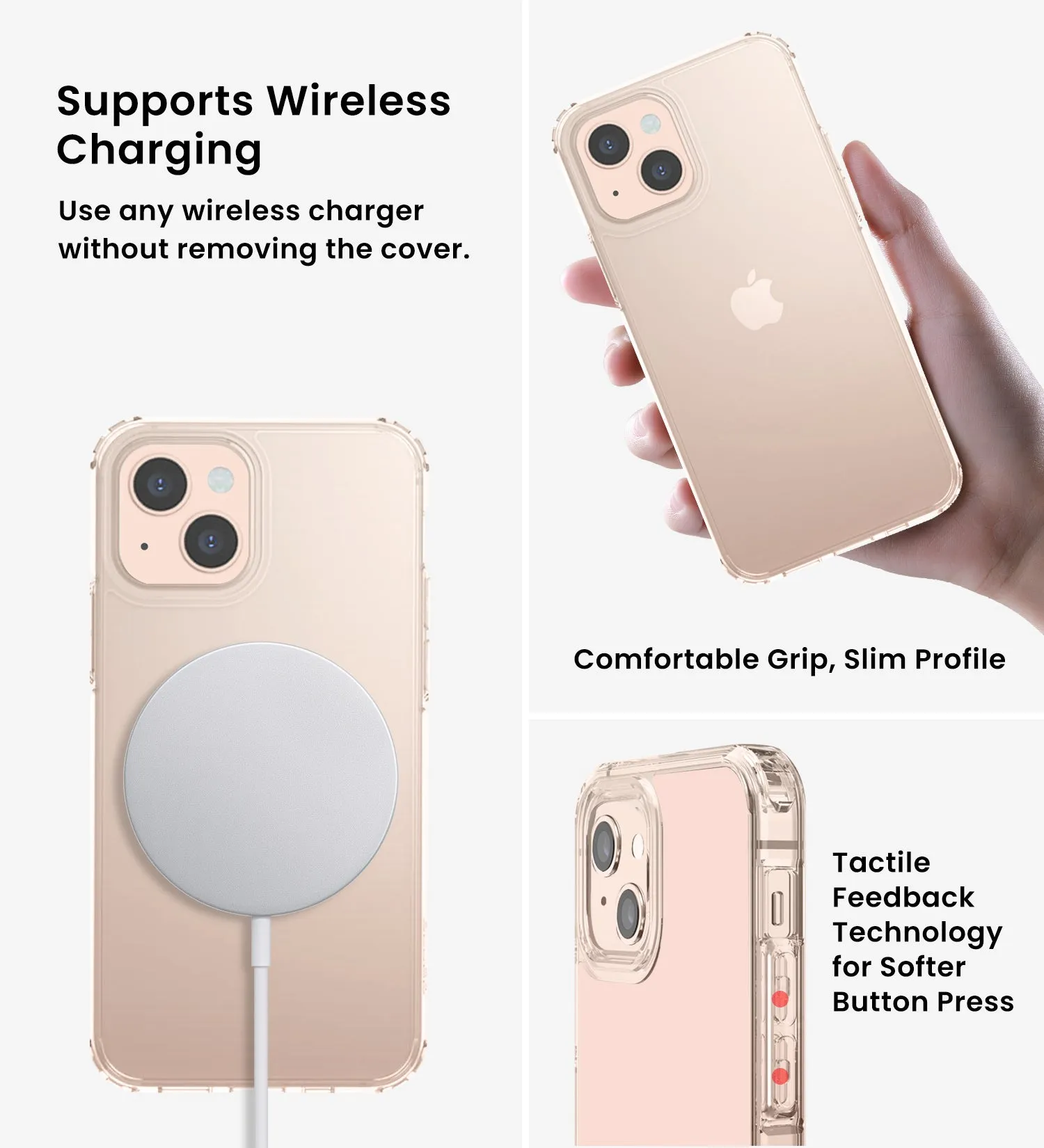 Ice Crystal Series Hybrid Scratch-Resistant Transparent PC Military Grade TPU Case for Apple iPhone 13, 6.1 inch, Crystal Clear