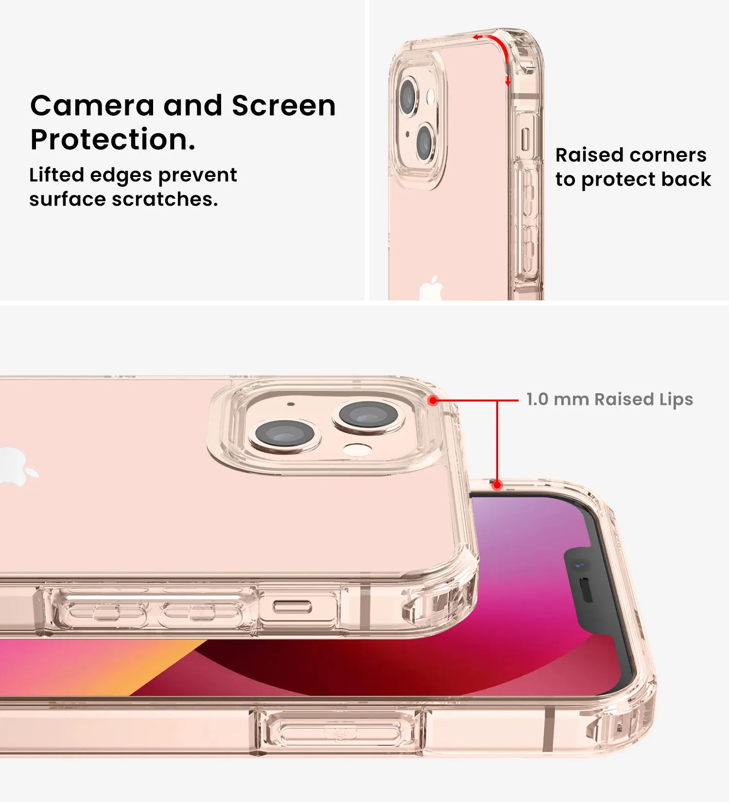 Ice Crystal Series Hybrid Scratch-Resistant Transparent PC Military Grade TPU Case for Apple iPhone 13, 6.1 inch, Crystal Clear