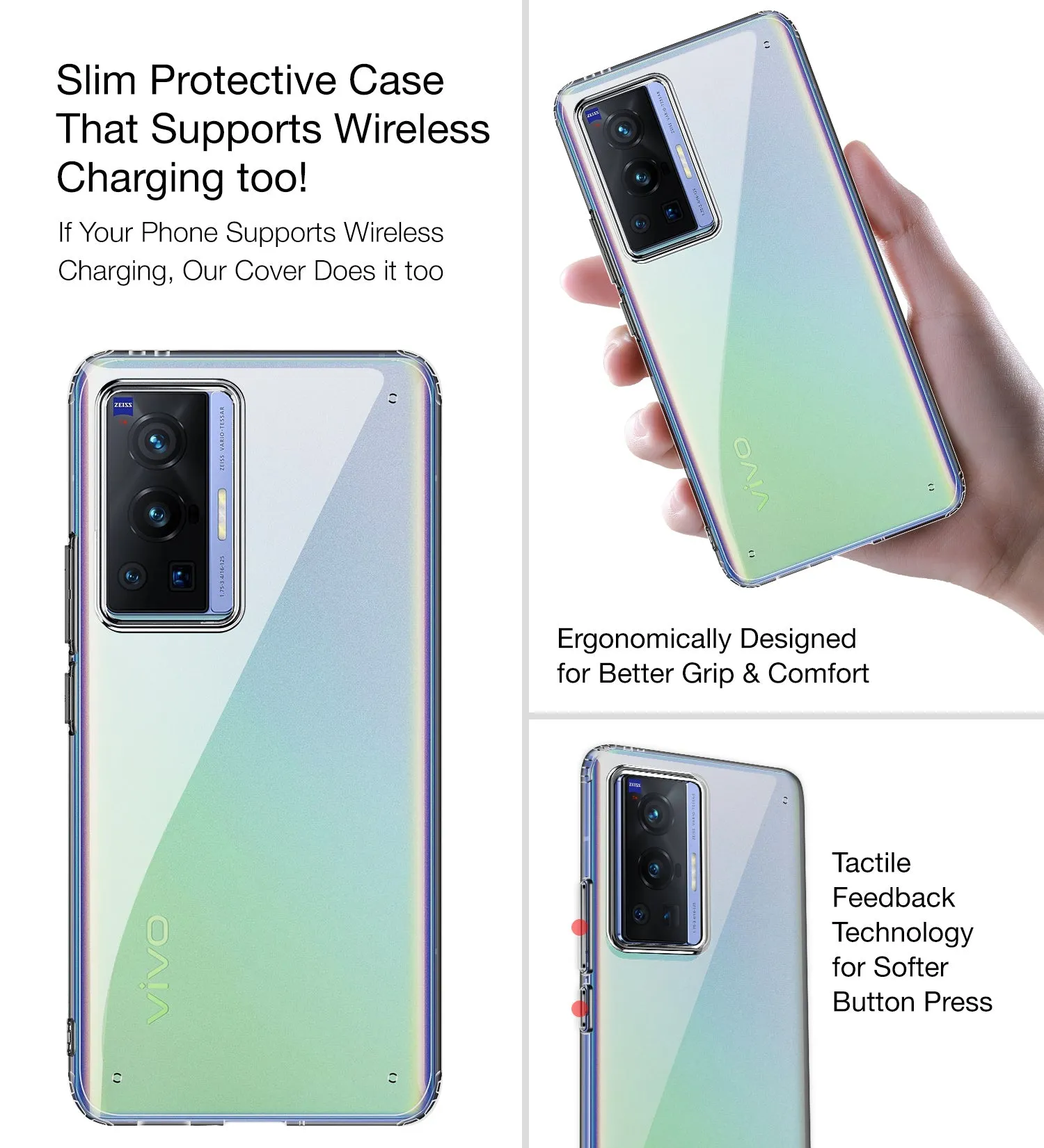 Ice Crystal Series Hybrid Scratch-Resistant Yellow Resistant Transparent PC Military Grade TPU Back Cover for Vivo X70 Pro [Not for Vivo X70 Pro Plus], 6.56 inch, Tinted Black