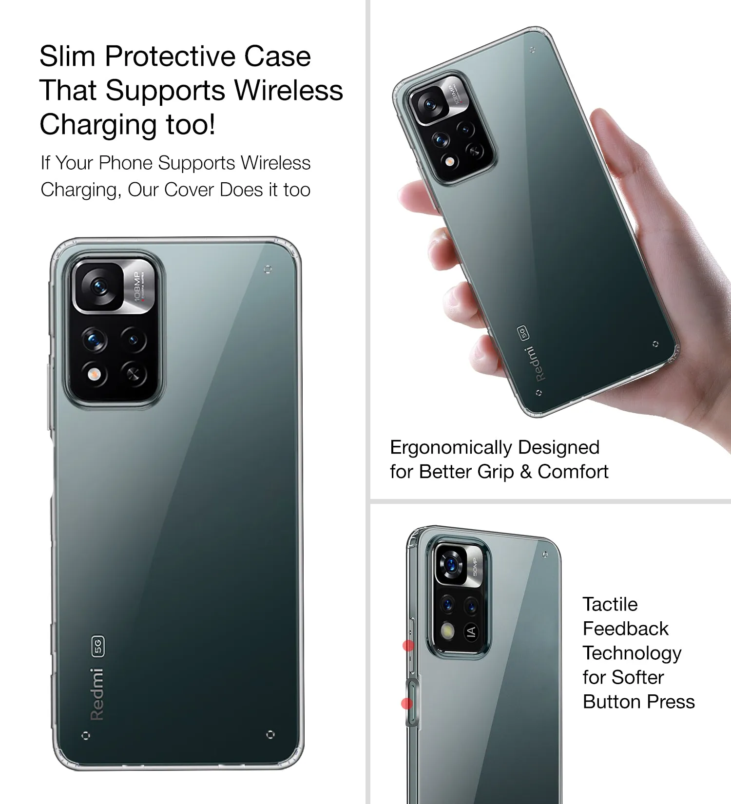 Ice Crystal Series Hybrid Scratch-Resistant Yellow Resistant Transparent PC Military Grade TPU Back Cover for Xiaomi 11i, Xiaomi 11i HyperCharge 5G, 6.67 inch, Black Clear