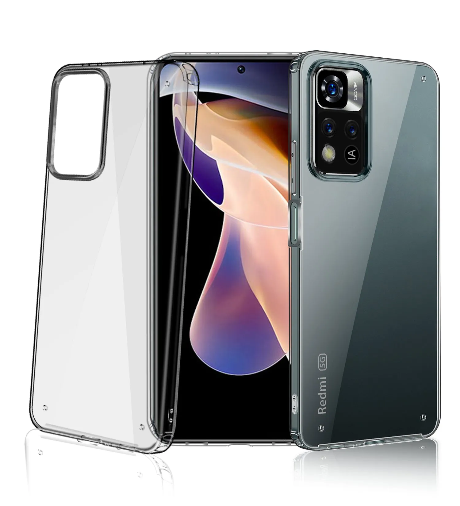 Ice Crystal Series Hybrid Scratch-Resistant Yellow Resistant Transparent PC Military Grade TPU Back Cover for Xiaomi 11i, Xiaomi 11i HyperCharge 5G, 6.67 inch, Black Clear