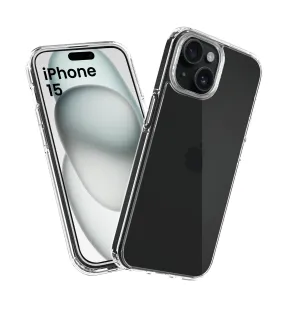 Ice Crystal Series Hybrid Transparent PC Military Grade TPU Back Cover for Apple iPhone 15, 6.1 inch, Crystal Clear