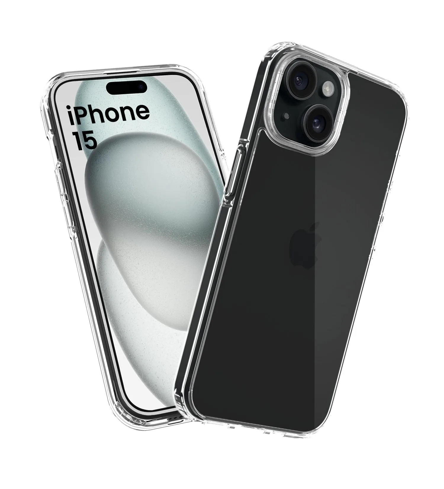 Ice Crystal Series Hybrid Transparent PC Military Grade TPU Back Cover for Apple iPhone 15, 6.1 inch, Crystal Clear