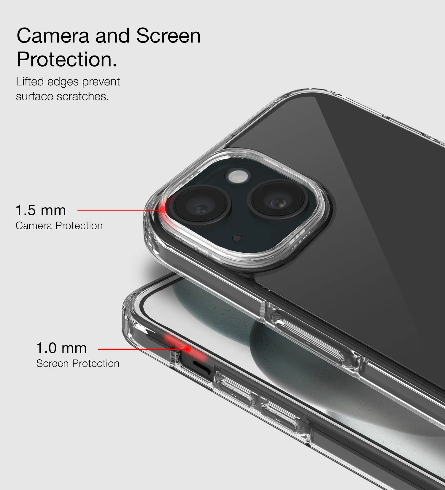 Ice Crystal Series Hybrid Transparent PC Military Grade TPU Back Cover for Apple iPhone 15 Plus, 6.7 inch, Crystal Clear