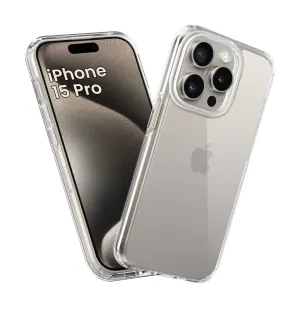 Ice Crystal Series Hybrid Transparent PC Military Grade TPU Back Cover for Apple iPhone 15 Pro, 6.1 inch, Crystal Clear