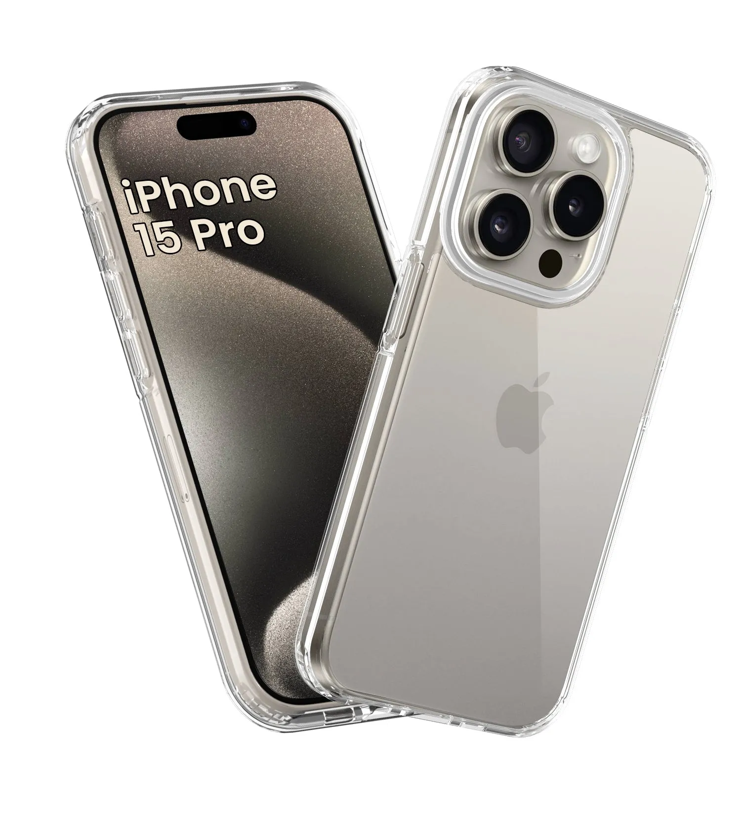 Ice Crystal Series Hybrid Transparent PC Military Grade TPU Back Cover for Apple iPhone 15 Pro, 6.1 inch, Crystal Clear