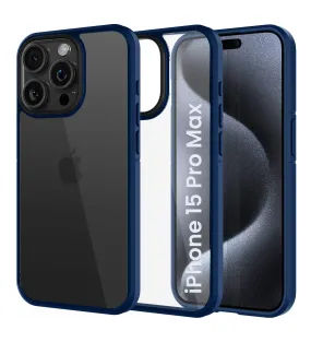 Ice Crystal Series Hybrid Transparent PC Military Grade TPU Back Cover for Apple iPhone 15 Pro Max, 6.7 inch, Blue