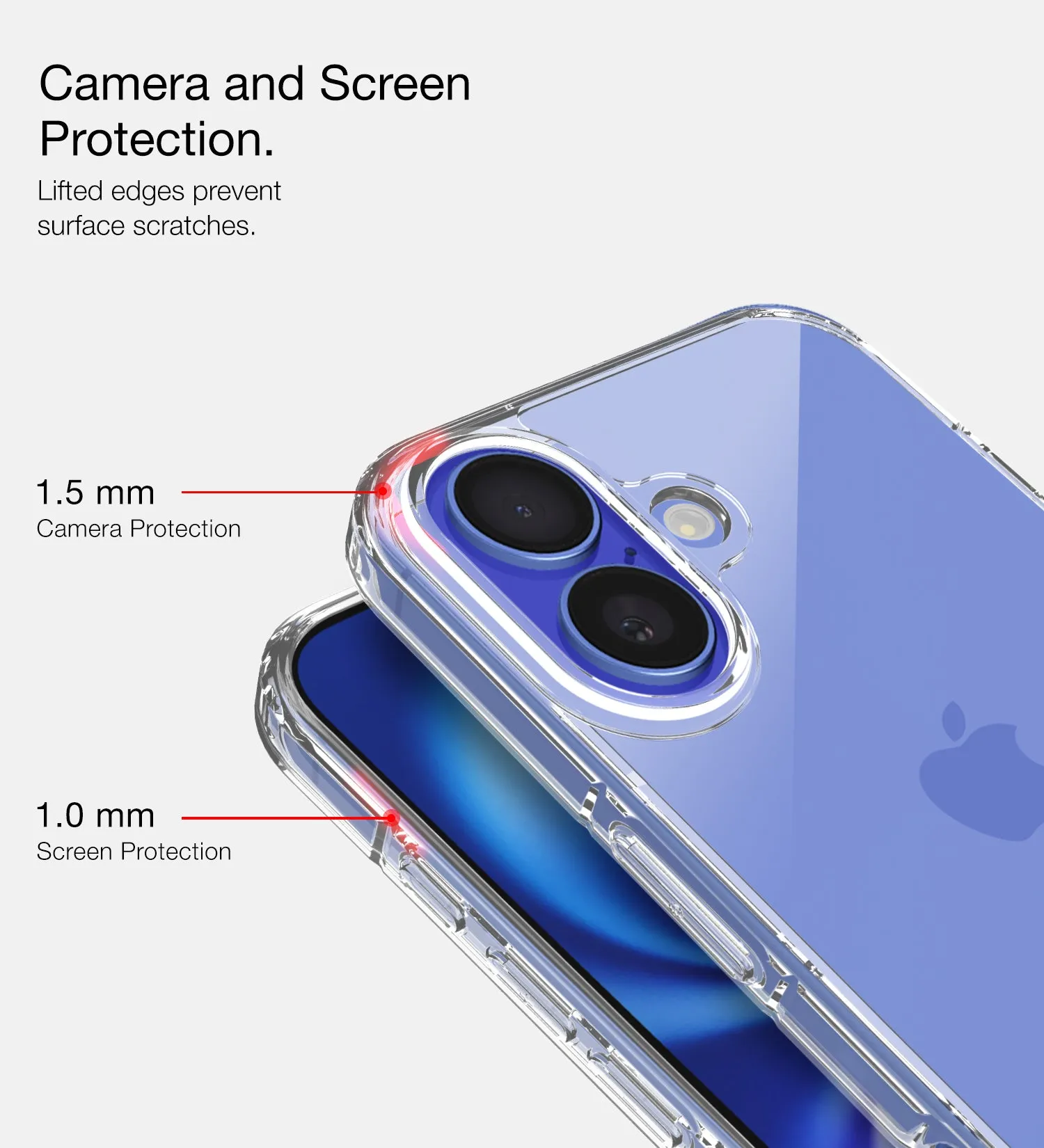 Ice Crystal Series Hybrid Transparent PC Military Grade TPU Back Cover for Apple iPhone 16, 6.1 inch, Crystal Clear