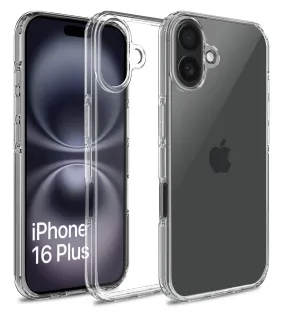 Ice Crystal Series Hybrid Transparent PC Military Grade TPU Back Cover for Apple iPhone 16 Plus, 6.7 inch, Crystal Clear