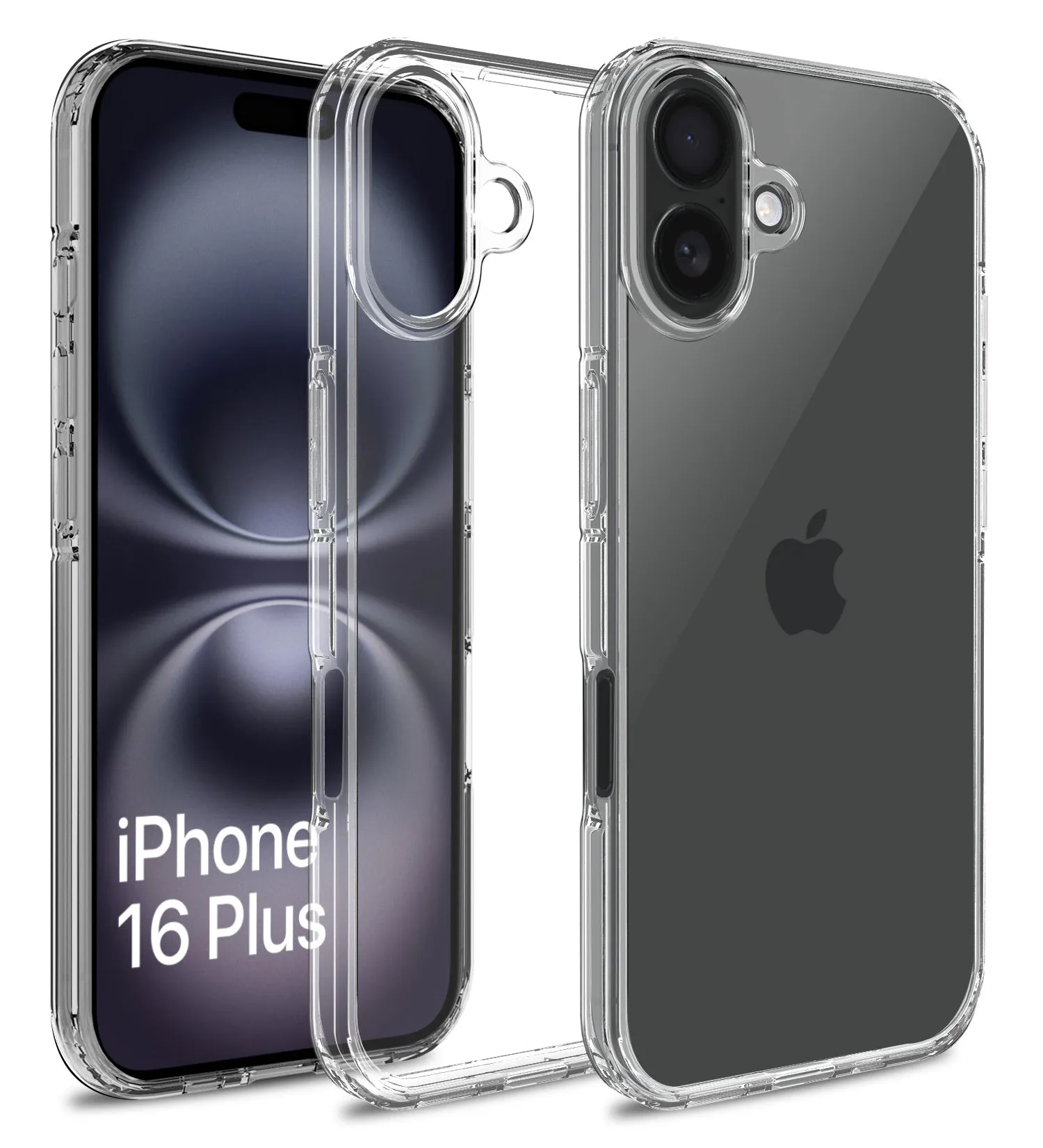 Ice Crystal Series Hybrid Transparent PC Military Grade TPU Back Cover for Apple iPhone 16 Plus, 6.7 inch, Crystal Clear