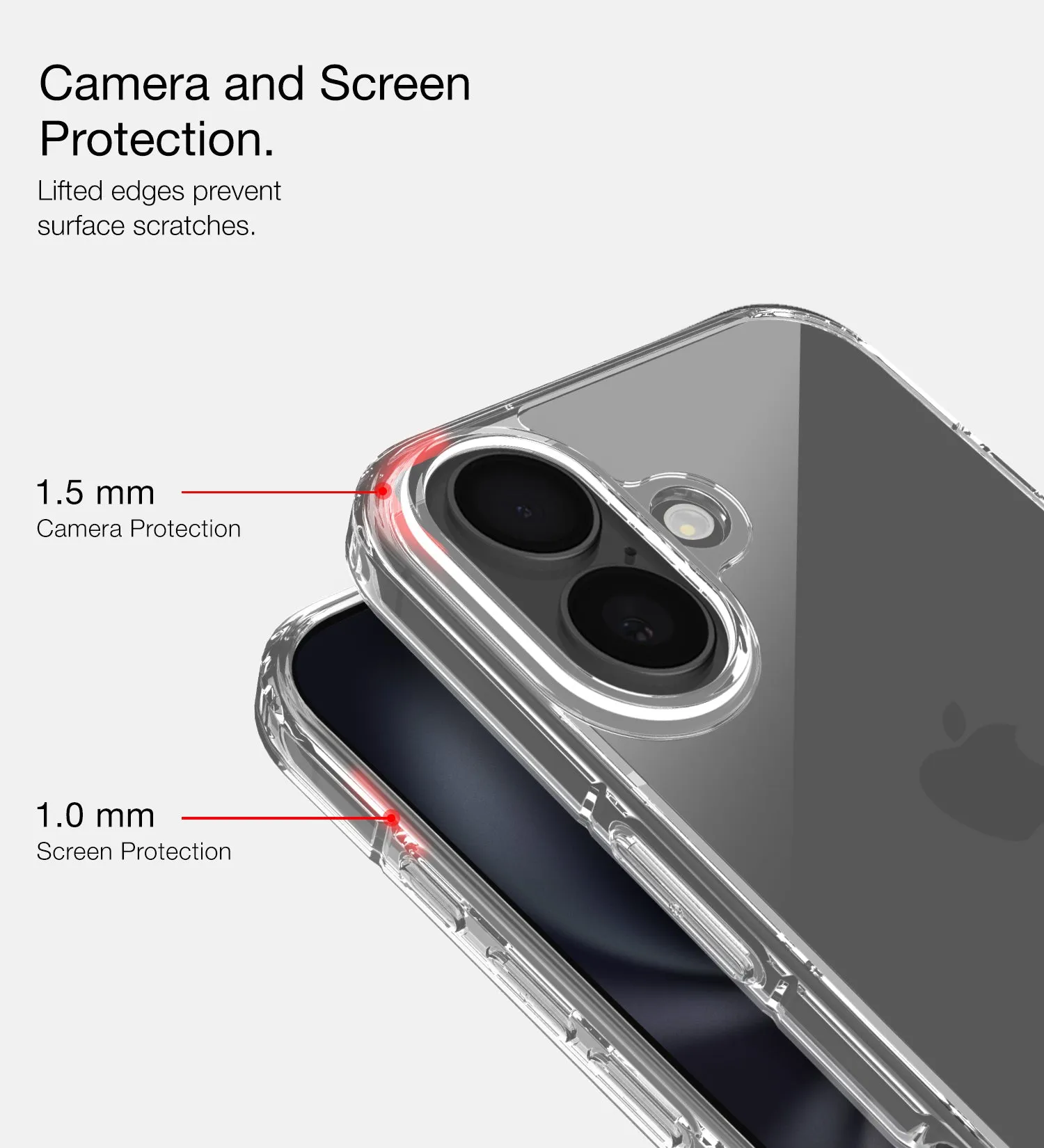Ice Crystal Series Hybrid Transparent PC Military Grade TPU Back Cover for Apple iPhone 16 Plus, 6.7 inch, Crystal Clear