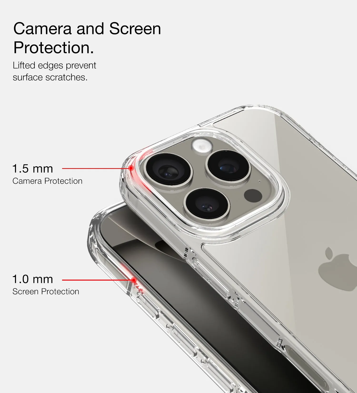 Ice Crystal Series Hybrid Transparent PC Military Grade TPU Back Cover for Apple iPhone 16 Pro Max, 6.9 inch, Crystal Clear