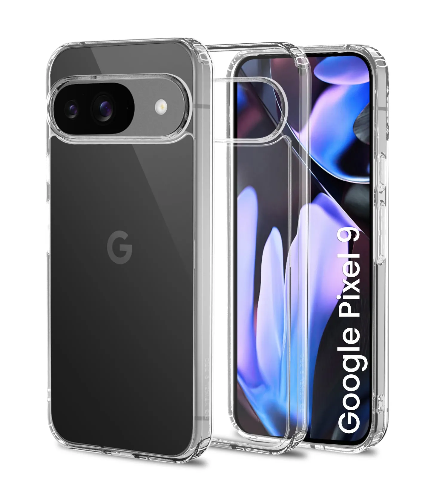 Ice Crystal Series Hybrid Transparent PC Military Grade TPU Back Cover for Google Pixel 9 5G, Google Pixel 9 Pro 5G, 6.3 inch, Crystal Clear