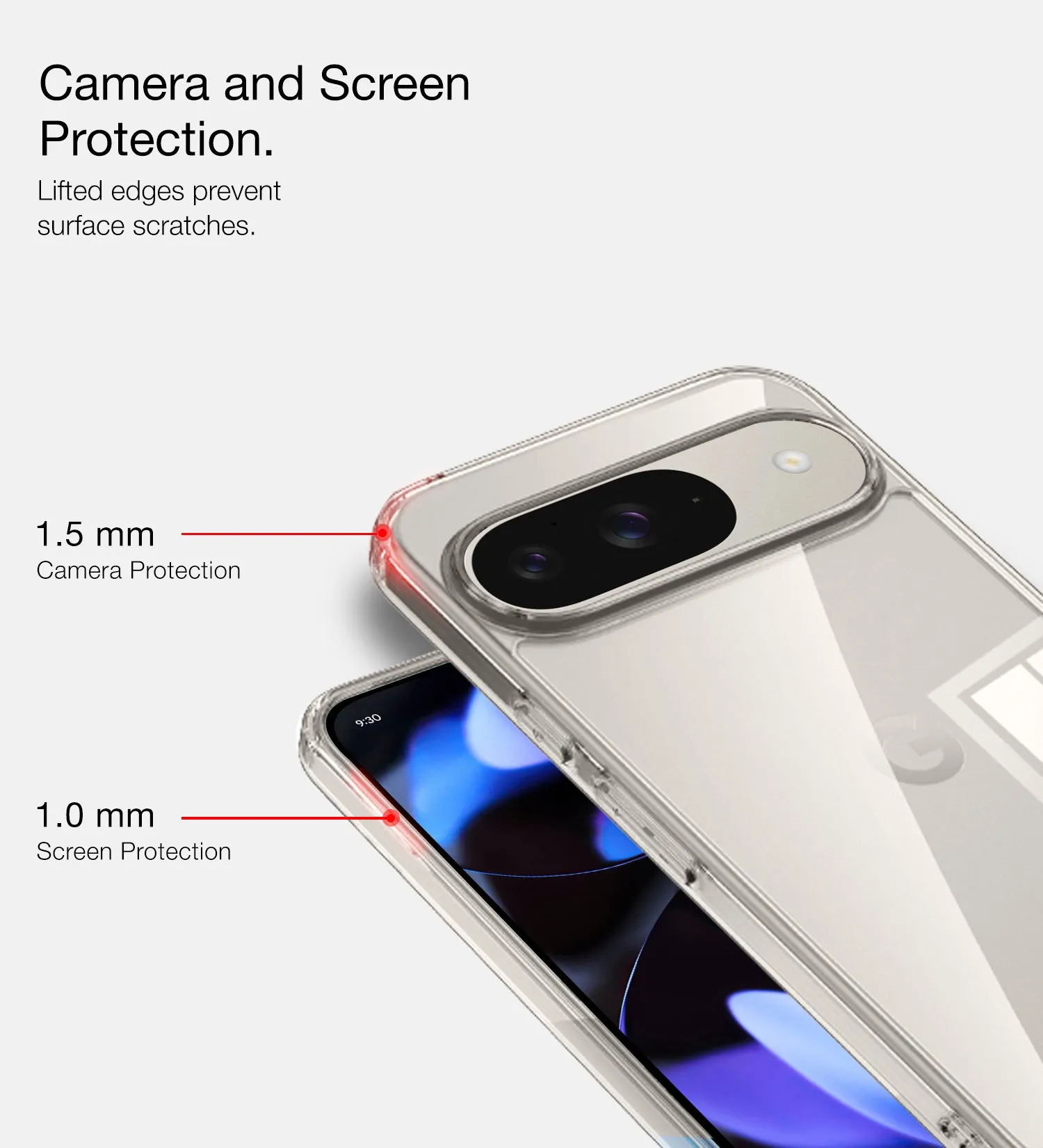Ice Crystal Series Hybrid Transparent PC Military Grade TPU Back Cover for Google Pixel 9 5G, Google Pixel 9 Pro 5G, 6.3 inch, Crystal Clear
