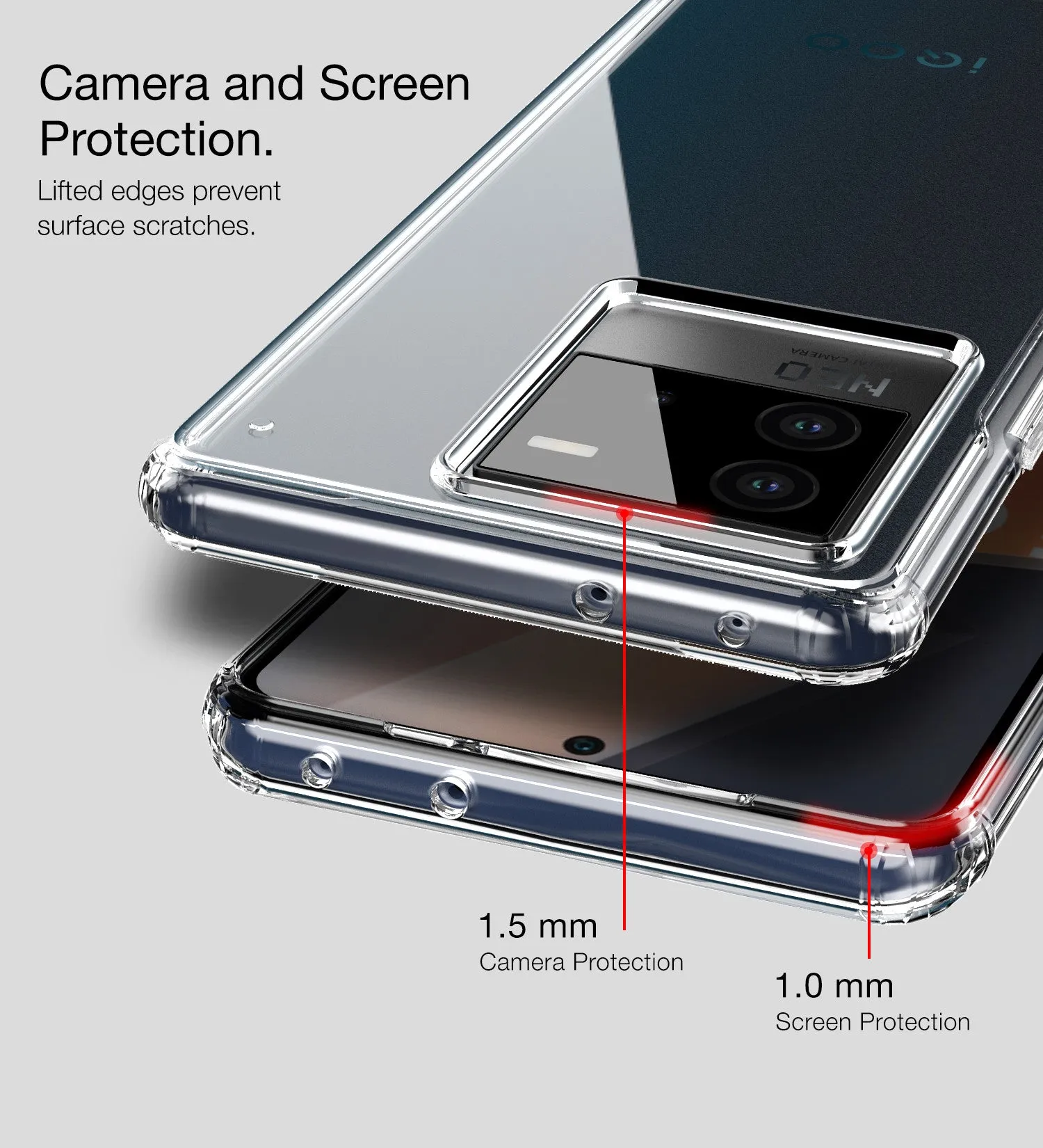 Ice Crystal Series Hybrid Transparent PC Military Grade TPU Back Cover for iQOO Neo 6 5G, 6.62 inch, Crystal Clear
