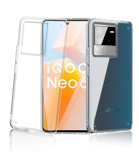 Ice Crystal Series Hybrid Transparent PC Military Grade TPU Back Cover for iQOO Neo 6 5G, 6.62 inch, Crystal Clear