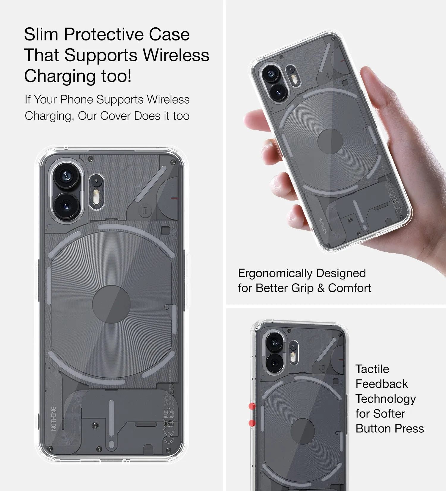 Ice Crystal Series Hybrid Transparent PC Military Grade TPU Back Cover for Nothing Phone (2), 6.7 inch, Crystal Clear