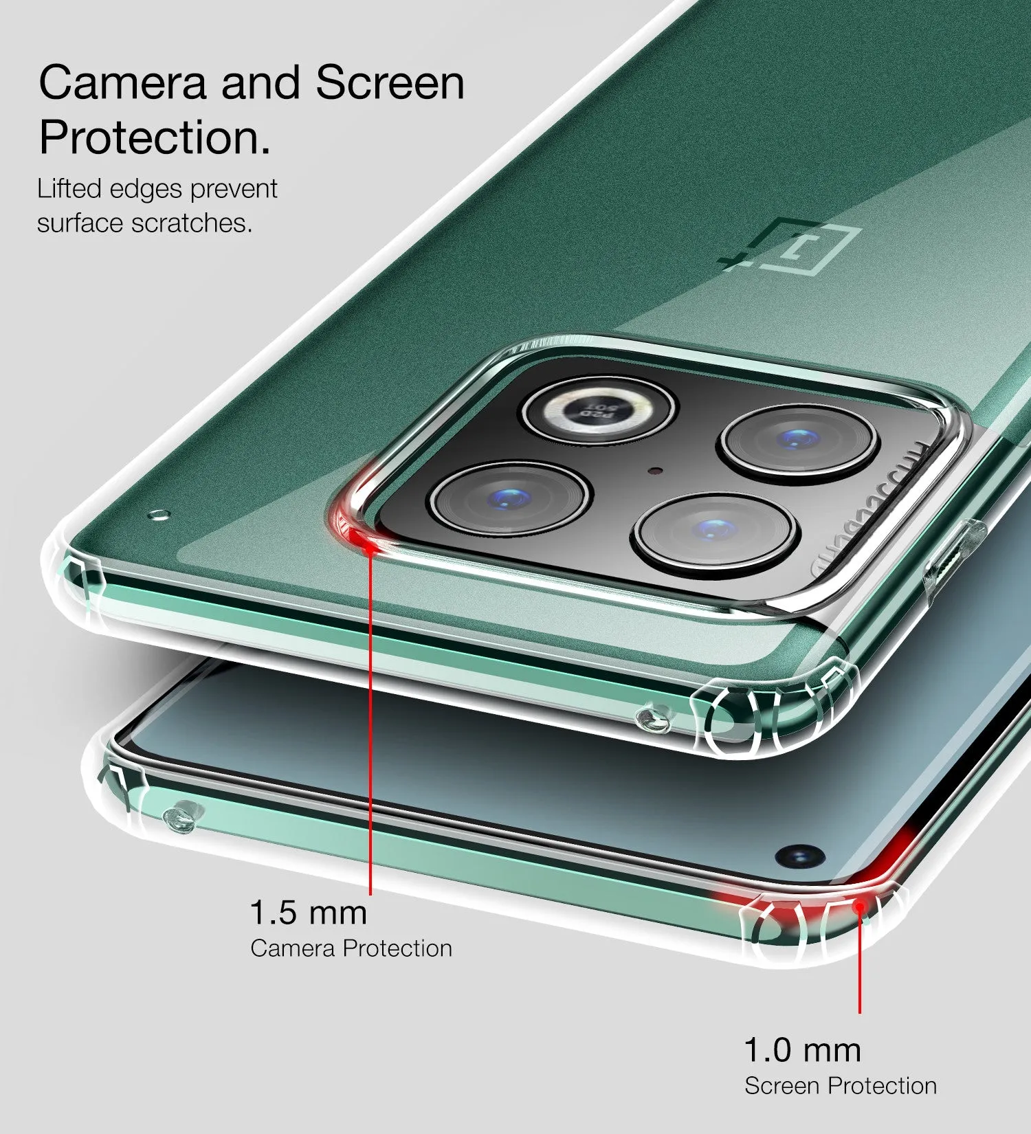 Ice Crystal Series Hybrid Transparent PC Military Grade TPU Back Cover for OnePlus 10 Pro 5G, 6.7 inch, Crystal Clear
