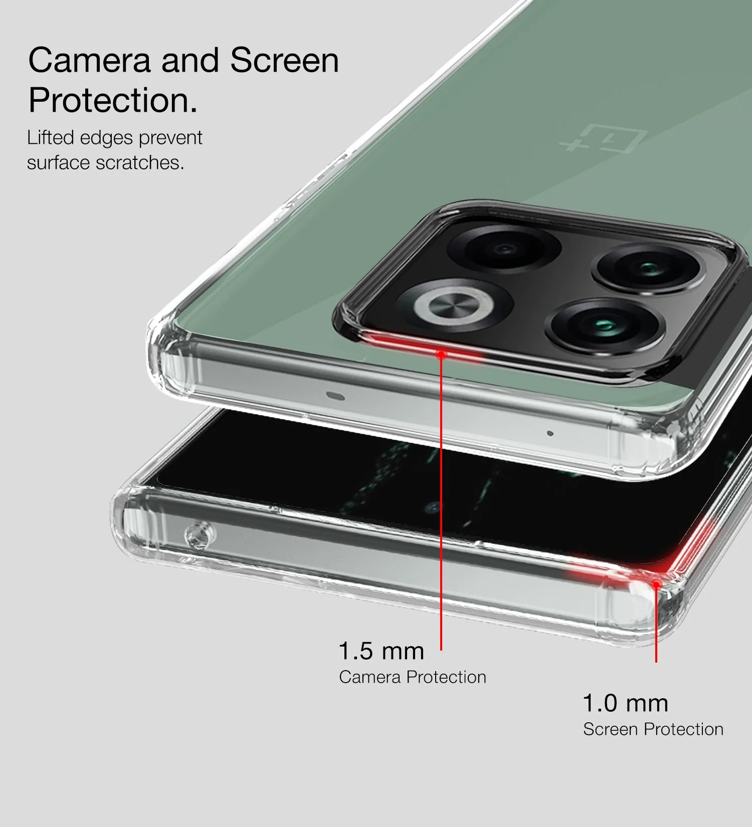 Ice Crystal Series Hybrid Transparent PC Military Grade TPU Back Cover for OnePlus 10T 5G, 6.7 inch, Crystal Clear