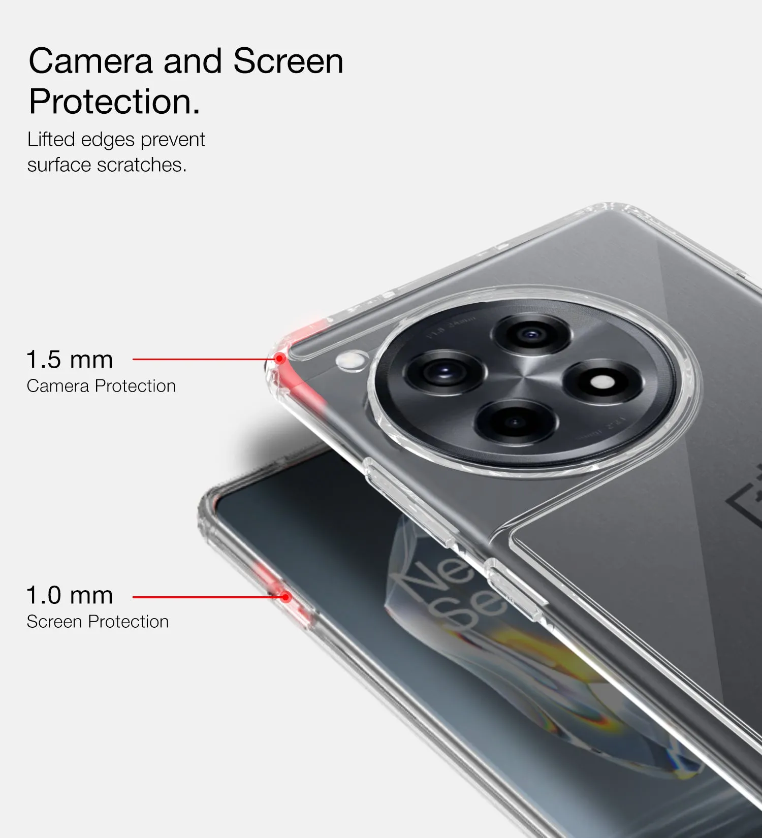 Ice Crystal Series Hybrid Transparent PC Military Grade TPU Back Cover for OnePlus 12R 5G, 6.78 inch, Crystal Clear