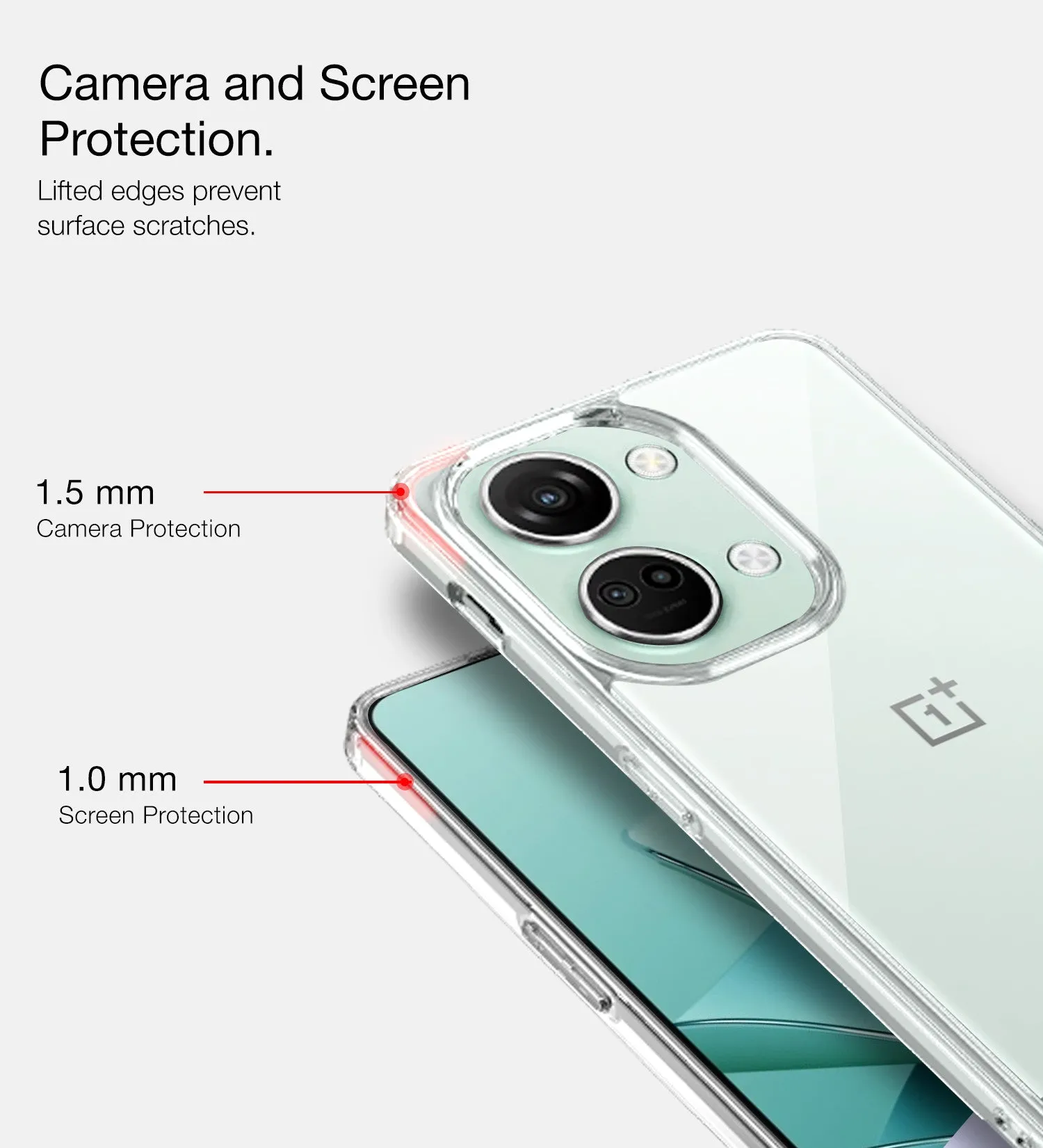 Ice Crystal Series Hybrid Transparent PC Military Grade TPU Back Cover for OnePlus Nord 3 5G, 6.74 inch, Crystal Clear