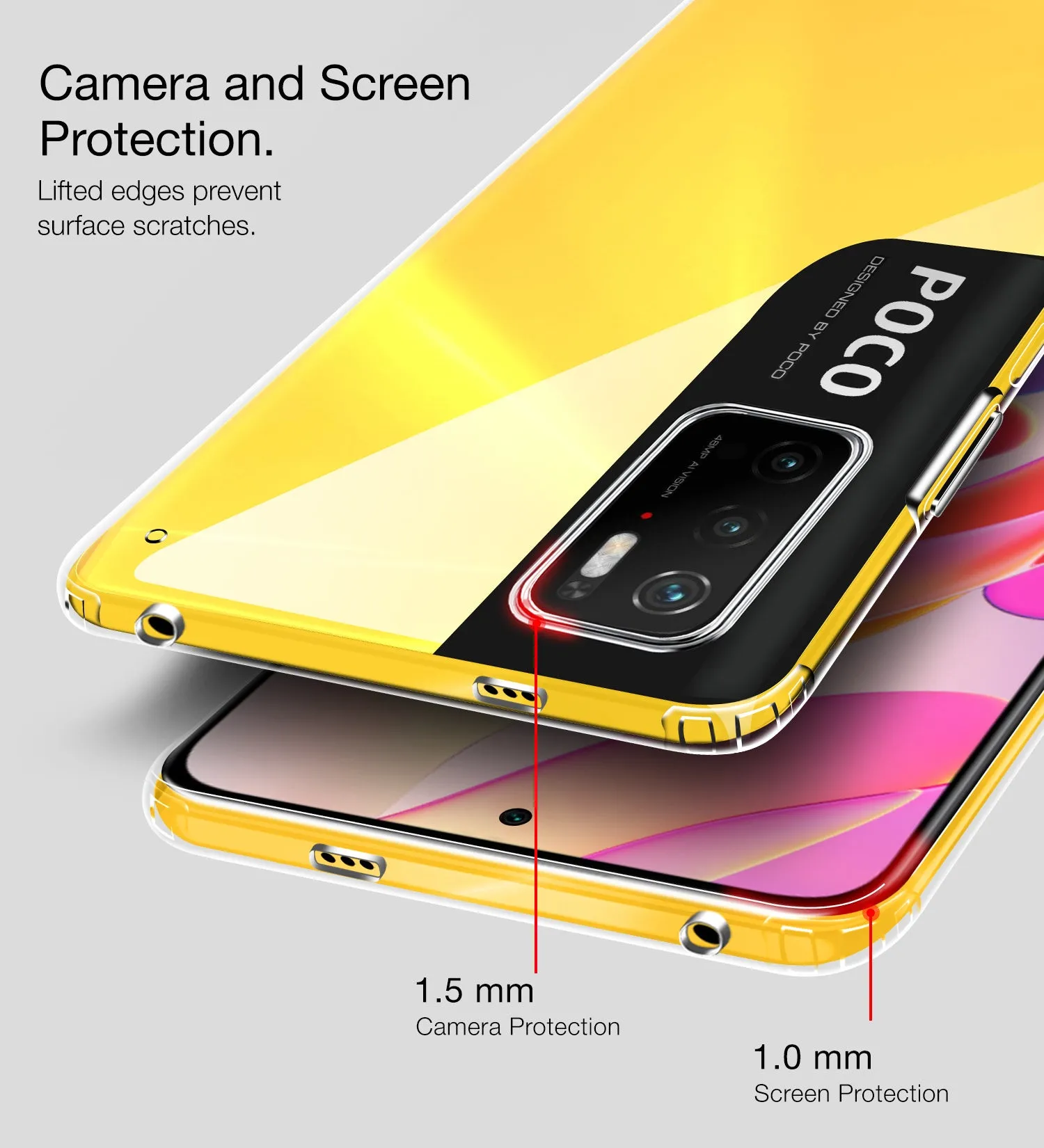Ice Crystal Series Hybrid Transparent PC Military Grade TPU Back Cover for Poco M3 Pro 5G, 6.5 inch, Crystal Clear