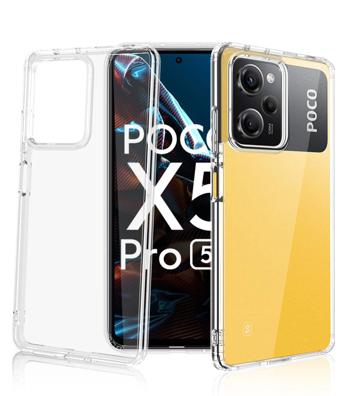 Ice Crystal Series Hybrid Transparent PC Military Grade TPU Back Cover for POCO X5 Pro 5G, 6.67 inch, Crystal Clear