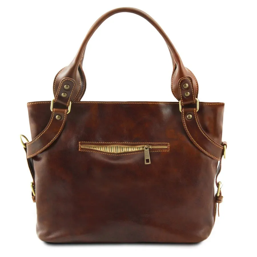 Ilenia Leather Shoulder Handbag