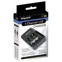 Infapower 4 Channel USB AA/AAA NiMH Battery Charger - Black | 021255