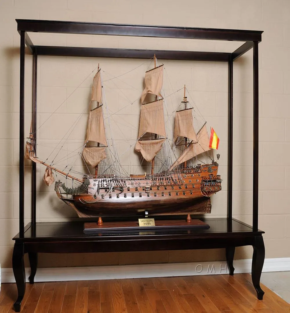 Large Wood Display Case Cabinet For Tall Ship Yacht Boat Models No Glass
