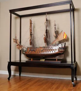 Large Wood Display Case Cabinet For Tall Ship Yacht Boat Models No Glass