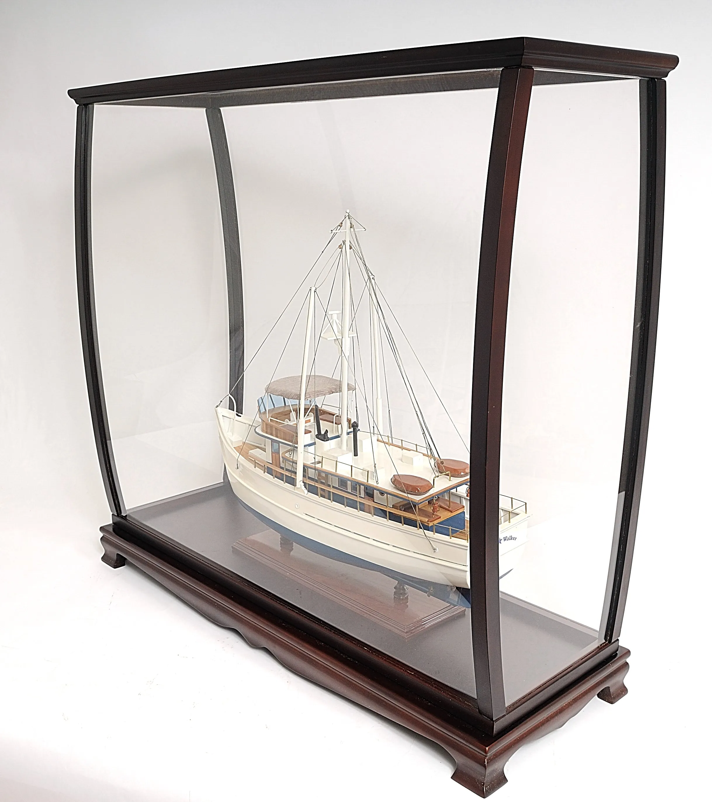 Large Wood Display Case large Cabinet For Tall Ship Yacht Boat Models With Plexiglass Panels