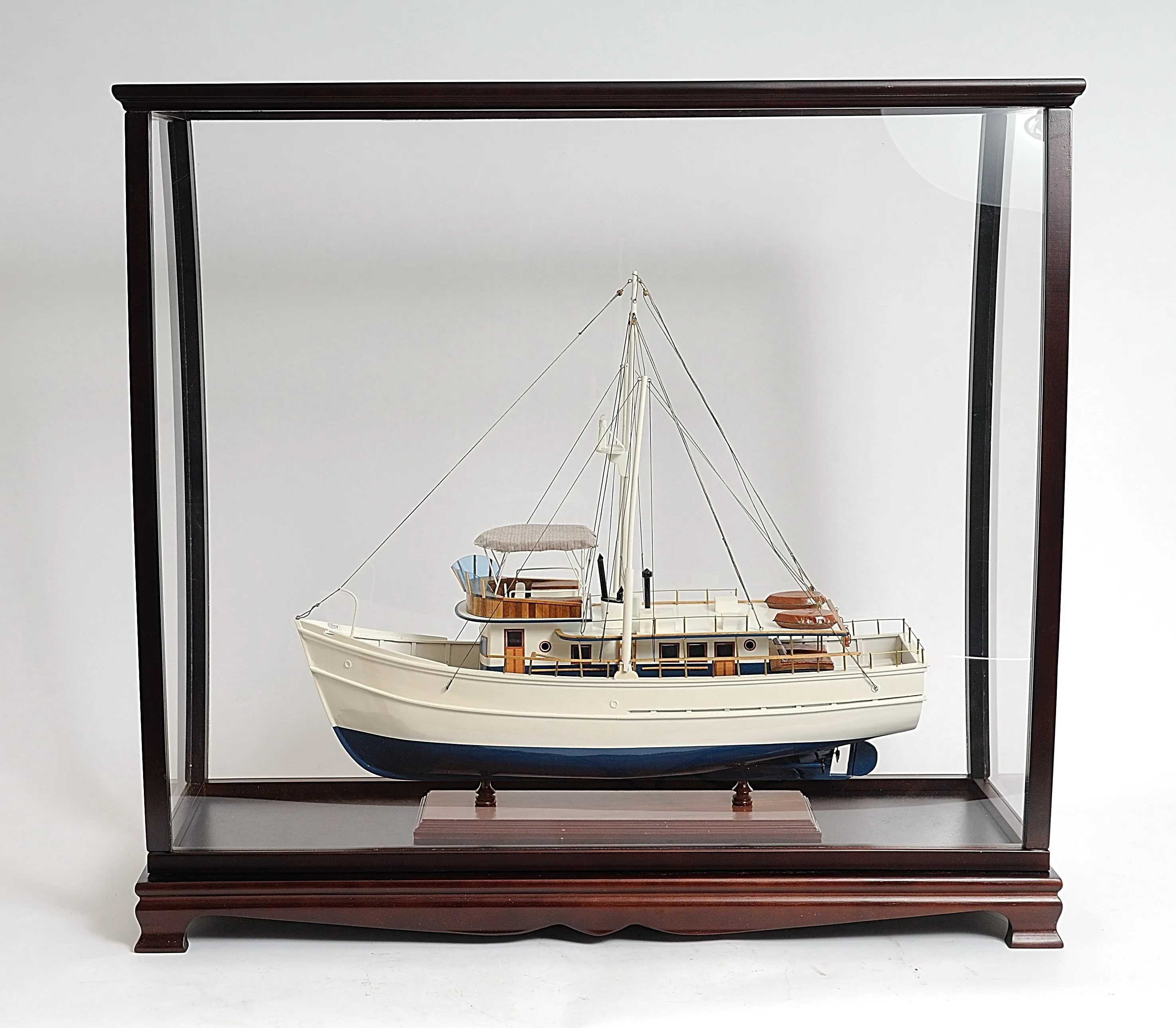 Large Wood Display Case large Cabinet For Tall Ship Yacht Boat Models With Plexiglass Panels
