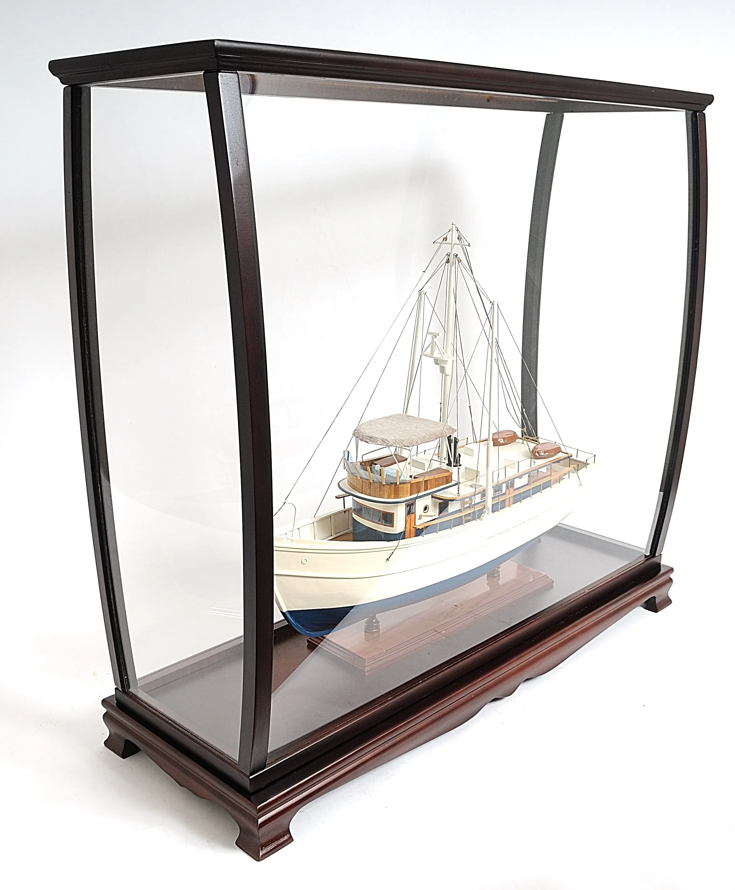 Large Wood Display Case large Cabinet For Tall Ship Yacht Boat Models With Plexiglass Panels
