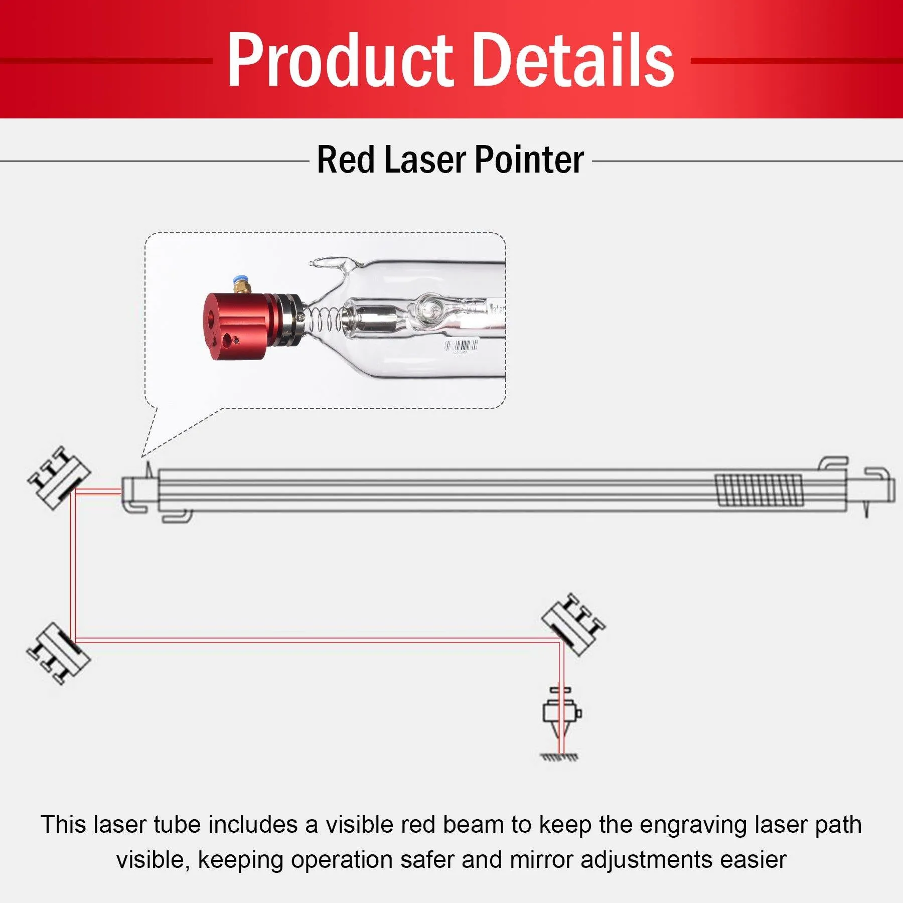 Laser Engraving Beam Red Light Indicator with Battery Box
