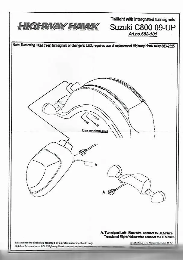 LED Combination Rear Tail Light & Indicators Suzuki C800 Intruder 09 Up - Highway Hawk H683-101