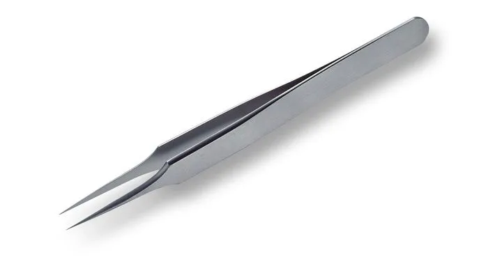 Lindstrom BAH4A-SA High Precision ESD-Safe Stainless Steel Tweezer with Straight, Strong, Extra-Fine, Pointed Tips