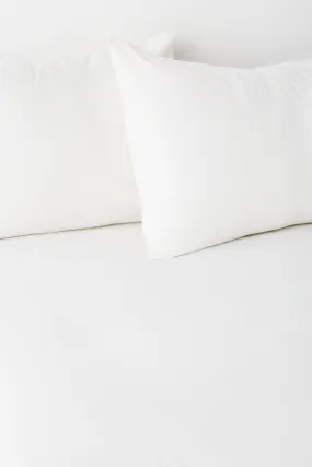 Linen Fitted Sheet and Pillow Set in White